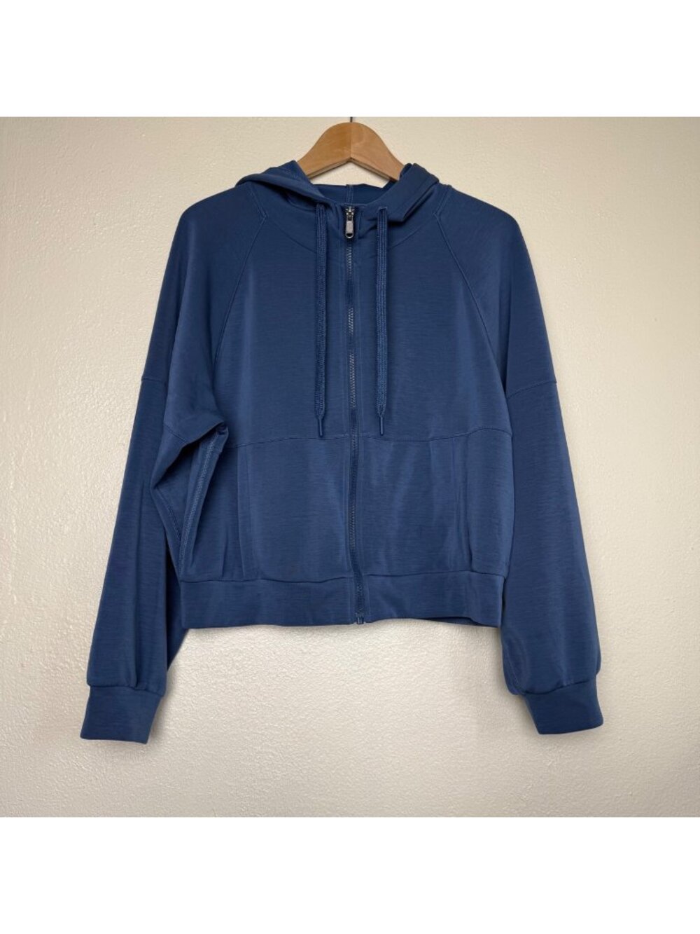 PrAna Womens Blue Full-Zip Hoodie With Drawstring Hood Front Pockets OS